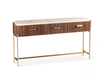 MALCOLM - Wood veneer and marble console table with drawers by Mambo Unlimited Ideas - view 2